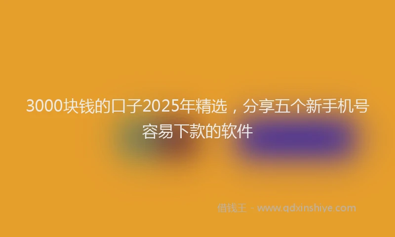 3000块钱的口子2025年精选，分享五个新手机号容易下款的软件