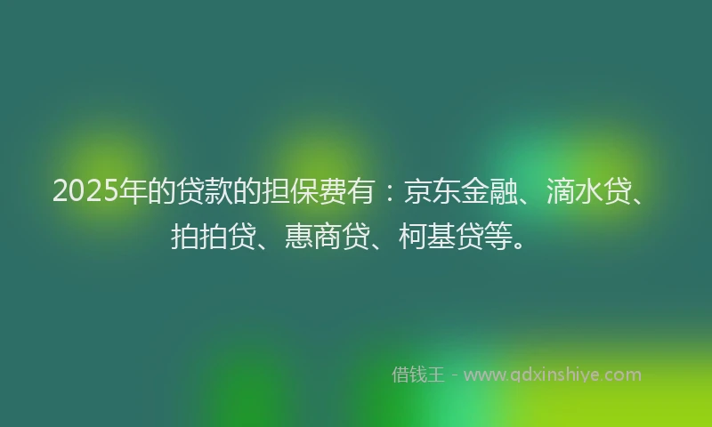 2025年的贷款的担保费有：京东金融、滴水贷、拍拍贷、惠商贷、柯基贷等。