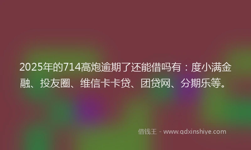 2025年的714高炮逾期了还能借吗有：度小满金融、投友圈、维信卡卡贷、团贷网、分期乐等。