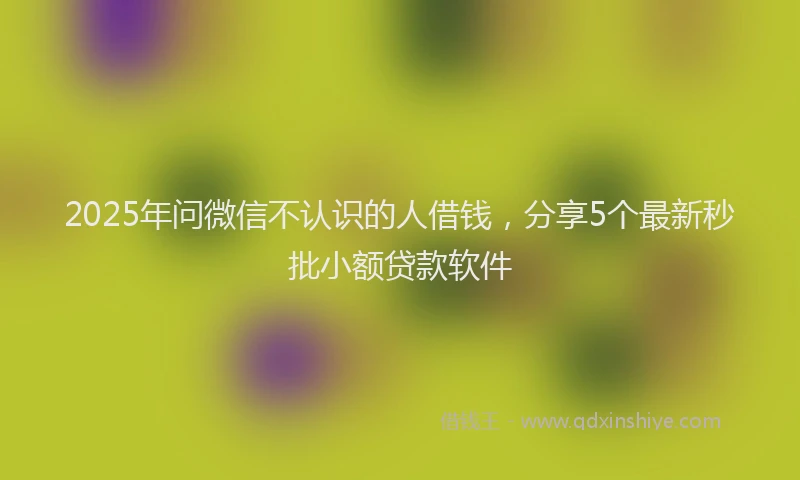 2025年问微信不认识的人借钱，分享5个最新秒批小额贷款软件