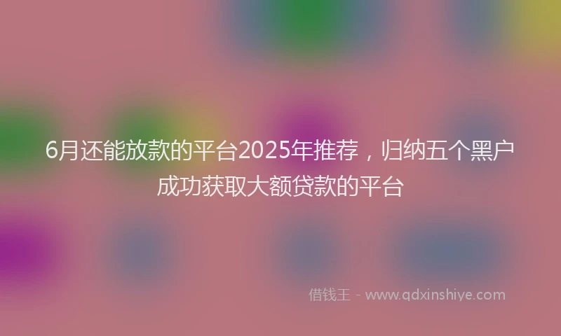 6月还能放款的平台2025年推荐，归纳五个黑户成功获取大额贷款的平台