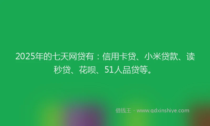 2025年的七天网贷有：信用卡贷、小米贷款、读秒贷、花呗、51人品贷等。