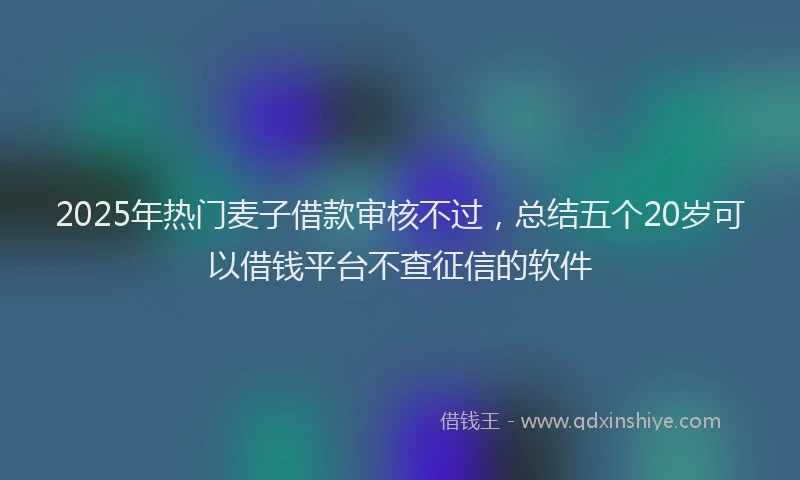 2025年热门麦子借款审核不过，总结五个20岁可以借钱平台不查征信的软件