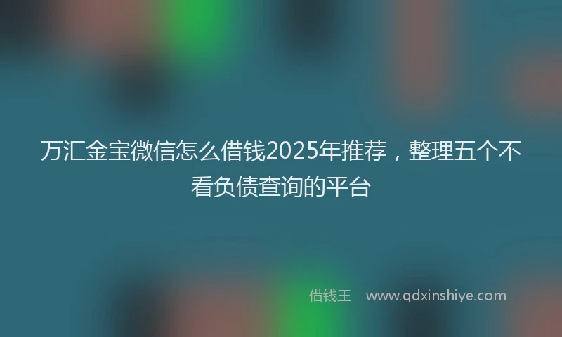 万汇金宝微信怎么借钱2025年推荐，整理五个不看负债查询的平台