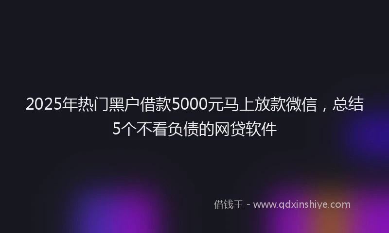 2025年热门黑户借款5000元马上放款微信，总结5个不看负债的网贷软件