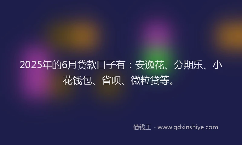 2025年的6月贷款口子有：安逸花、分期乐、小花钱包、省呗、微粒贷等。