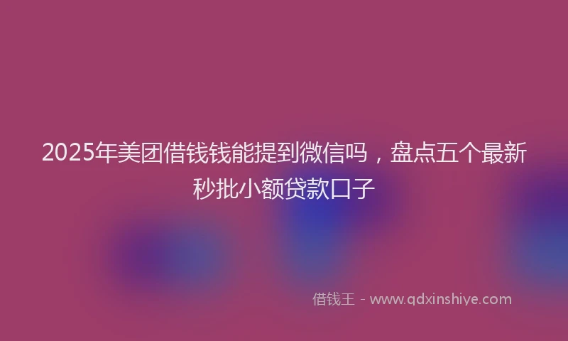 2025年美团借钱钱能提到微信吗，盘点五个最新秒批小额贷款口子