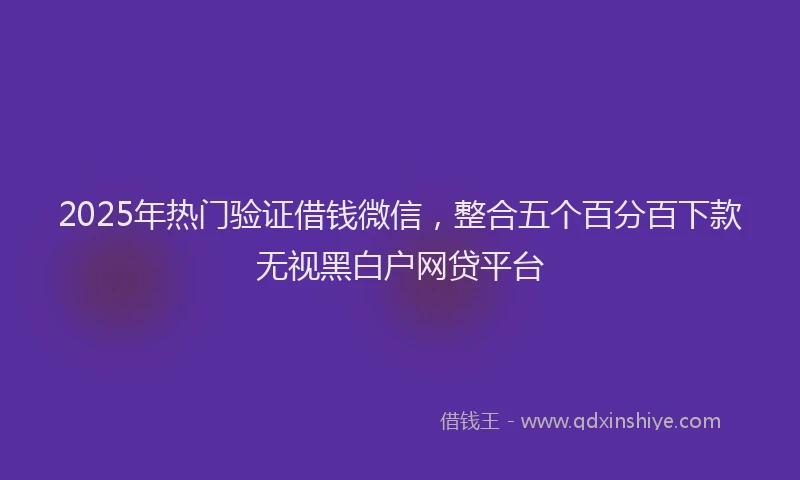 2025年热门验证借钱微信，整合五个百分百下款无视黑白户网贷平台