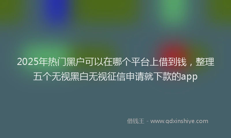 2025年热门黑户可以在哪个平台上借到钱，整理五个无视黑白无视征信申请就下款的app