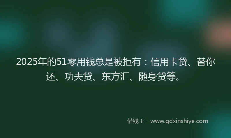 2025年的51零用钱总是被拒有：信用卡贷、替你还、功夫贷、东方汇、随身贷等。