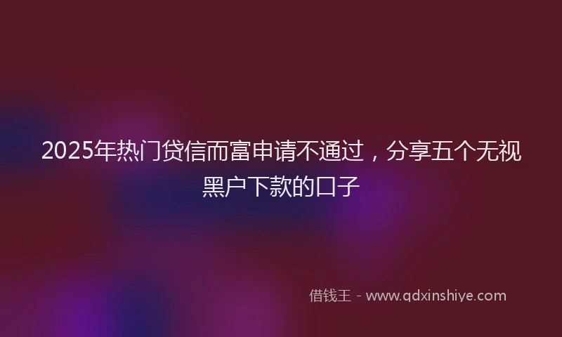 2025年热门贷信而富申请不通过，分享五个无视黑户下款的口子