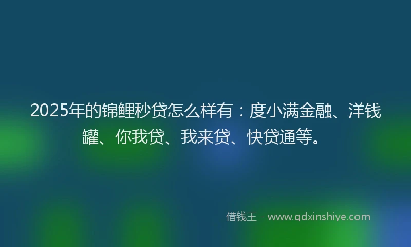 2025年的锦鲤秒贷怎么样有：度小满金融、洋钱罐、你我贷、我来贷、快贷通等。