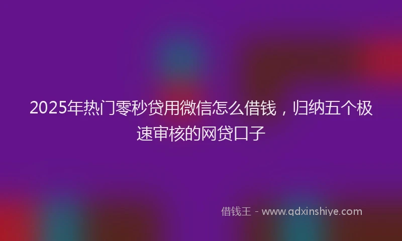 2025年热门零秒贷用微信怎么借钱，归纳五个极速审核的网贷口子