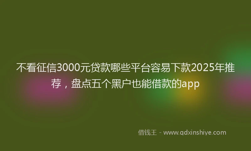不看征信3000元贷款哪些平台容易下款2025年推荐，盘点五个黑户也能借款的app