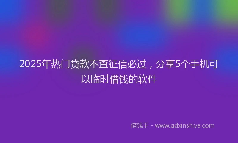 2025年热门贷款不查征信必过，分享5个手机可以临时借钱的软件