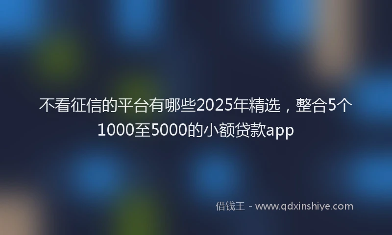 不看征信的平台有哪些2025年精选，整合5个1000至5000的小额贷款app