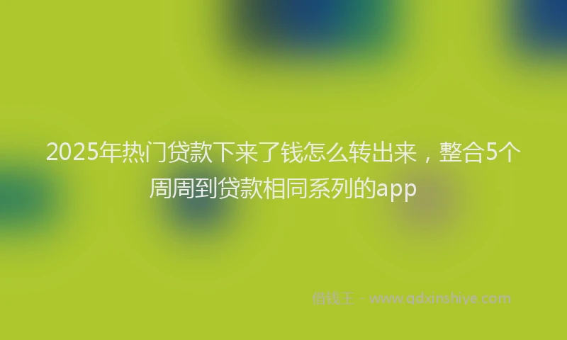 2025年热门贷款下来了钱怎么转出来，整合5个周周到贷款相同系列的app
