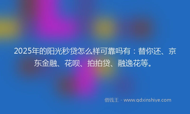 2025年的阳光秒贷怎么样可靠吗有：替你还、京东金融、花呗、拍拍贷、融逸花等。