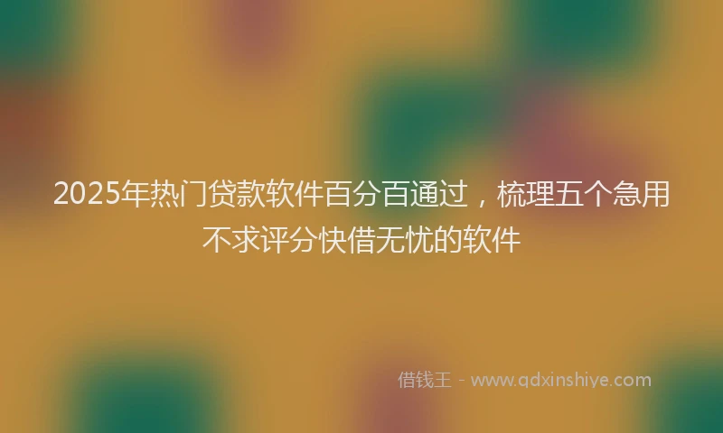2025年热门贷款软件百分百通过，梳理五个急用不求评分快借无忧的软件