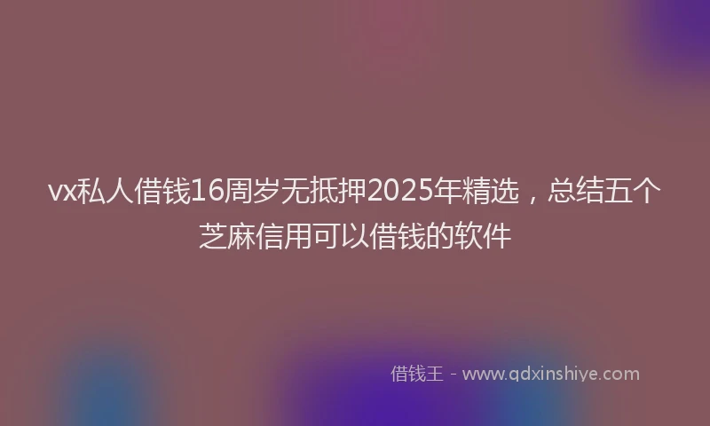 vx私人借钱16周岁无抵押2025年精选，总结五个芝麻信用可以借钱的软件