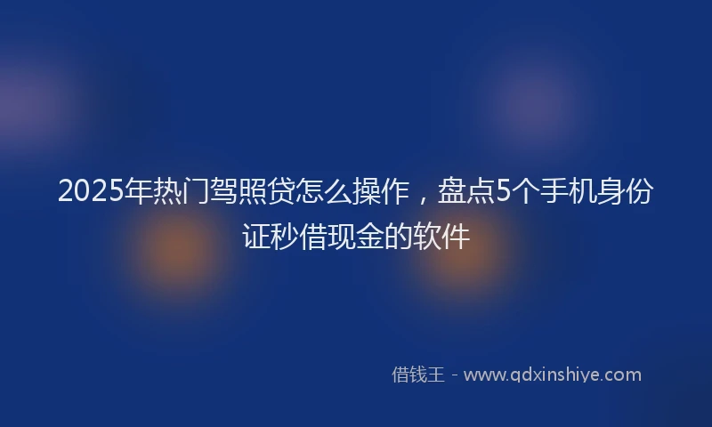 2025年热门驾照贷怎么操作，盘点5个手机身份证秒借现金的软件
