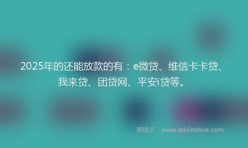 2025年的还能放款的有：e微贷、维信卡卡贷、我来贷、团贷网、平安i贷等。