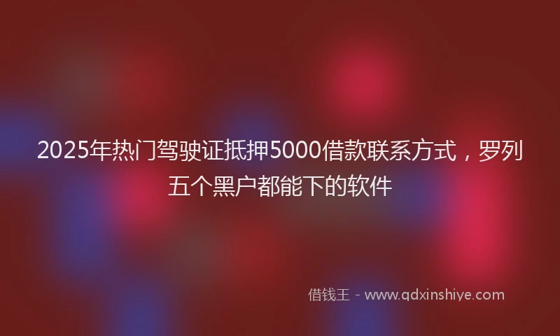 2025年热门驾驶证抵押5000借款联系方式，罗列五个黑户都能下的软件