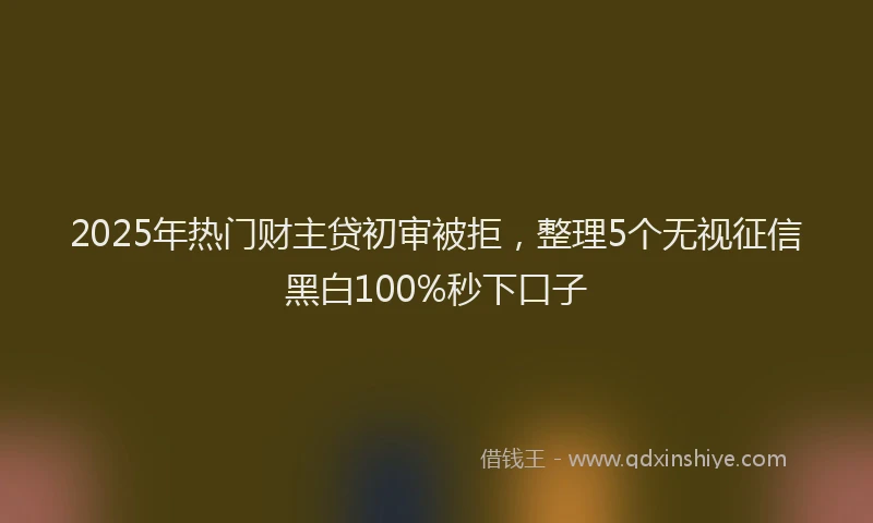 2025年热门财主贷初审被拒，整理5个无视征信黑白100%秒下口子
