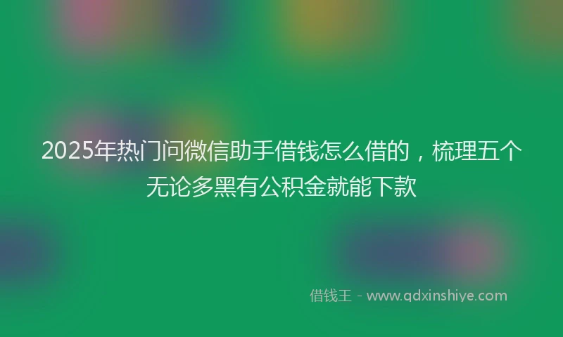 2025年热门问微信助手借钱怎么借的，梳理五个无论多黑有公积金就能下款