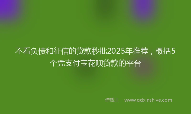 不看负债和征信的贷款秒批2025年推荐，概括5个凭支付宝花呗贷款的平台