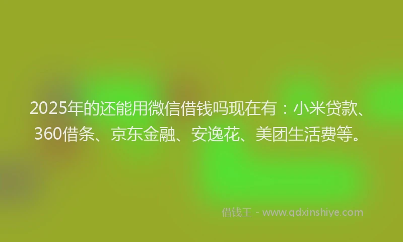 2025年的还能用微信借钱吗现在有：小米贷款、360借条、京东金融、安逸花、美团生活费等。