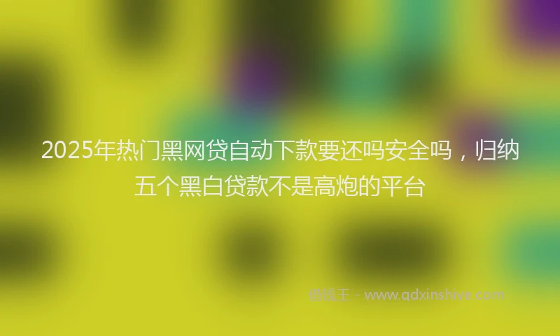 2025年热门黑网贷自动下款要还吗安全吗，归纳五个黑白贷款不是高炮的平台