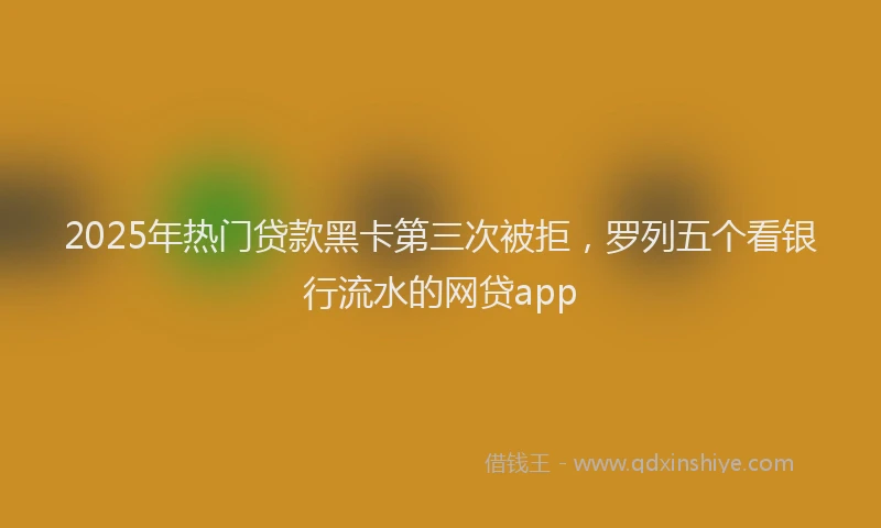 2025年热门贷款黑卡第三次被拒，罗列五个看银行流水的网贷app