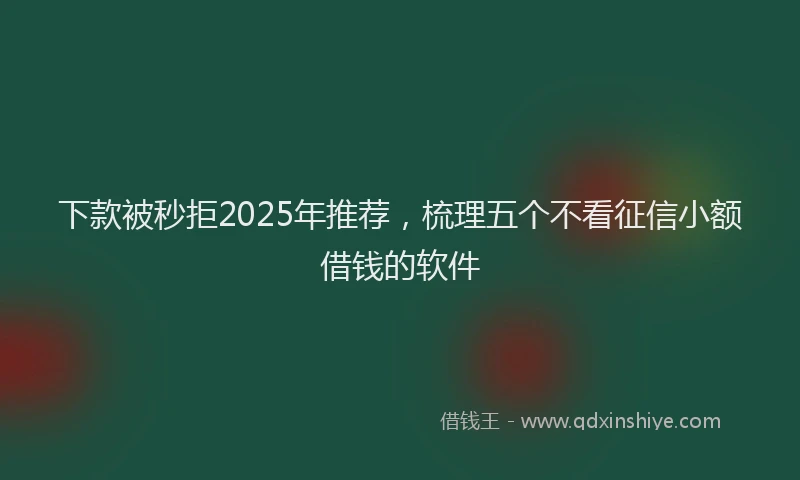 下款被秒拒2025年推荐，梳理五个不看征信小额借钱的软件