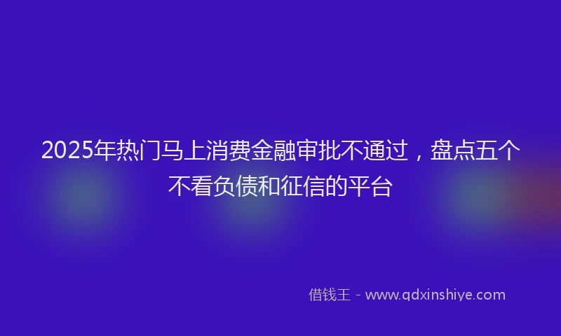 2025年热门马上消费金融审批不通过，盘点五个不看负债和征信的平台
