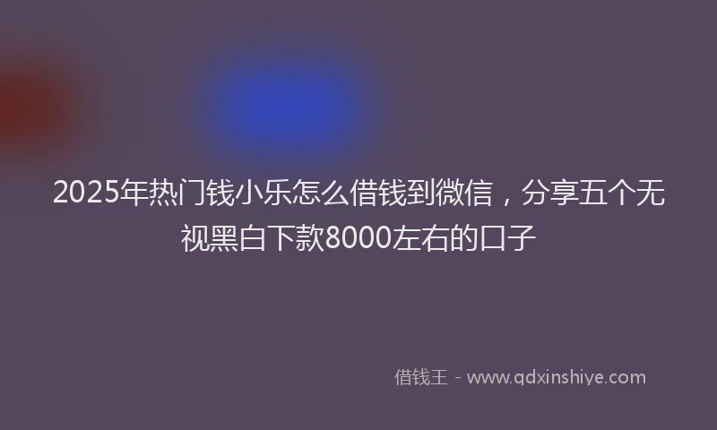 2025年热门钱小乐怎么借钱到微信，分享五个无视黑白下款8000左右的口子