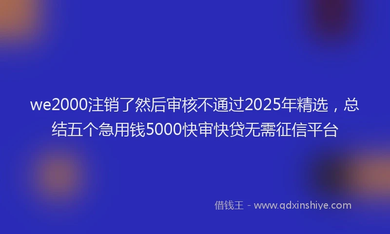 we2000注销了然后审核不通过2025年精选，总结五个急用钱5000快审快贷无需征信平台