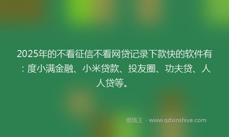 2025年的不看征信不看网贷记录下款快的软件有：度小满金融、小米贷款、投友圈、功夫贷、人人贷等。
