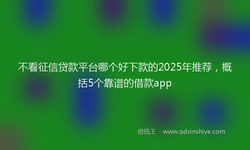 不看征信贷款平台哪个好下款的2025年推荐，概括5个靠谱的借款app
