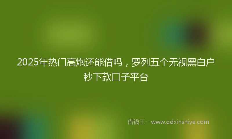 2025年热门高炮还能借吗，罗列五个无视黑白户秒下款口子平台