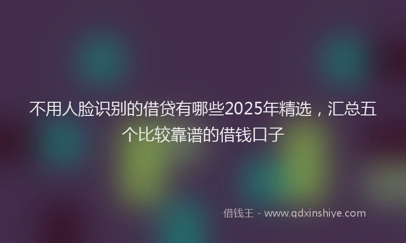 不用人脸识别的借贷有哪些2025年精选，汇总五个比较靠谱的借钱口子