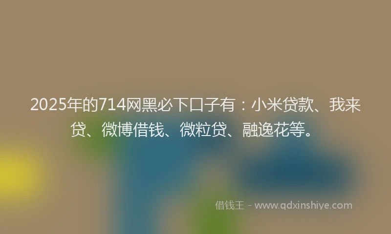 2025年的714网黑必下口子有：小米贷款、我来贷、微博借钱、微粒贷、融逸花等。