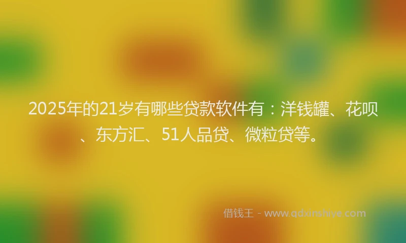 2025年的21岁有哪些贷款软件有：洋钱罐、花呗、东方汇、51人品贷、微粒贷等。