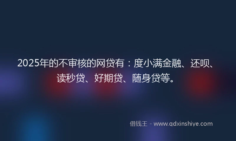 2025年的不审核的网贷有：度小满金融、还呗、读秒贷、好期贷、随身贷等。