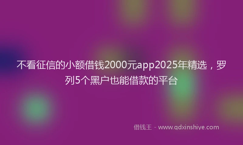 不看征信的小额借钱2000元app2025年精选，罗列5个黑户也能借款的平台