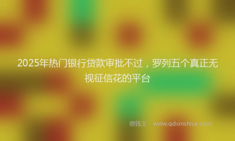 2025年热门银行贷款审批不过，罗列五个真正无视征信花的平台