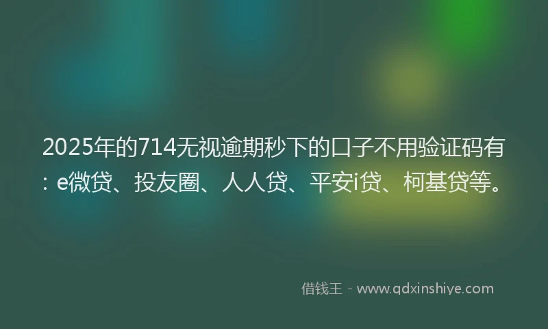 2025年的714无视逾期秒下的口子不用验证码有：e微贷、投友圈、人人贷、平安i贷、柯基贷等。