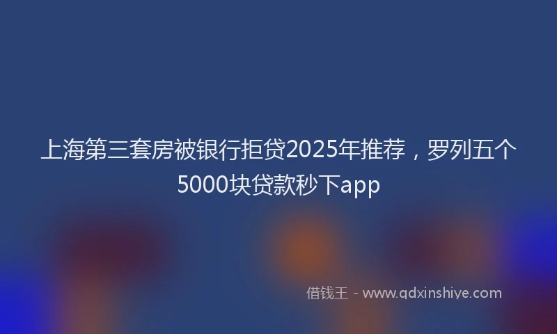 上海第三套房被银行拒贷2025年推荐，罗列五个5000块贷款秒下app