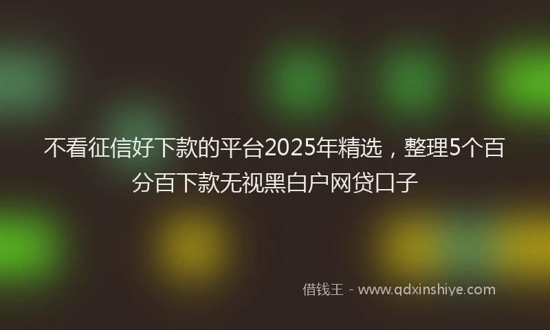 不看征信好下款的平台2025年精选，整理5个百分百下款无视黑白户网贷口子