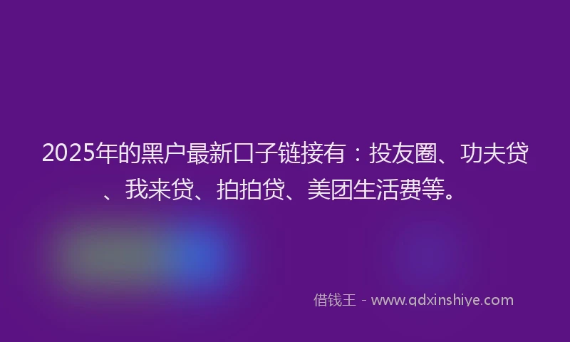 2025年的黑户最新口子链接有：投友圈、功夫贷、我来贷、拍拍贷、美团生活费等。